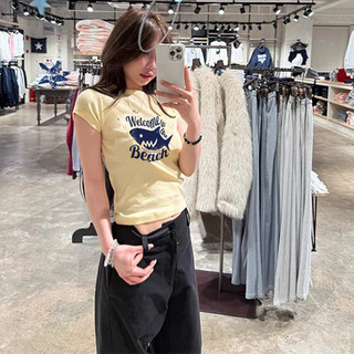Eleclassm áo thun nữ vàng chanh ôm body mùa hè baby tee hàn quốc style áo phông local brand