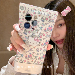 Sữa Rửa Mặt Sang Trọng Full Màn Hình Hoa KT Cat Ốp lưng Thích Hợp Cho iPhone16 15 14 13 12 11 Pro Max Chống Sốc Bảo Vệ Camera Ốp Lưng Mềm Chống Rơi
