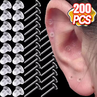 50-200 Chiếc Khuyên Tai Nhựa Không Gây Dị Ứng Cho Tai Nhạy Cảm | Bộ dụng cụ DIY bông tai tối giản 1,2CM, Trang sức chăm sóc lỗ tai trong suốt Unisex dành cho người mới bắt đầu