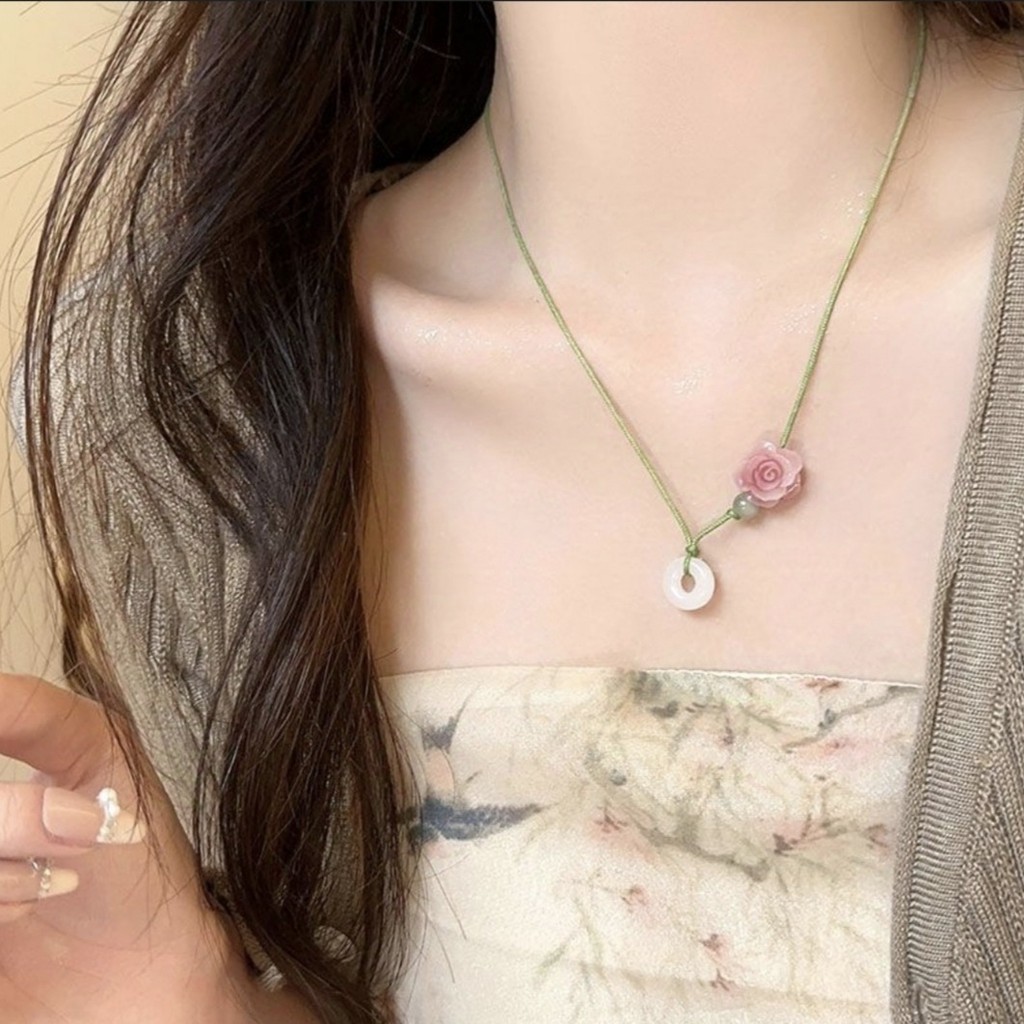 Dây chuyền dệt khóa hòa bình kiểu Trung Quốc mới cho phụ nữ, thiết kế độc đáo, phụ kiện phong cách cổ xưa, quà tặng dây chuyền Zen mát mẻ