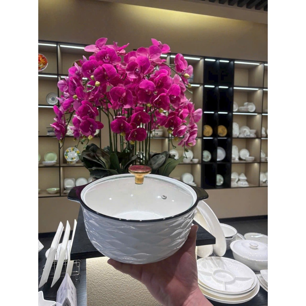 Âu đựng cơm, Canh Kích thước 25 cm, gồm các dung tích 1l, 1,5l, 2,4l Cao Cấp Màu Trắng