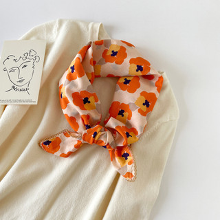 100% Cotton Nhỏ Vuông Khăn Retro Văn Học Nhỏ Khăn Lụa Nữ Xuân Hè Tươi Trang Trí Cổ Ấm Màu Đỏ Thời Trang Cổ Khăn In Hình Chống Nắng
