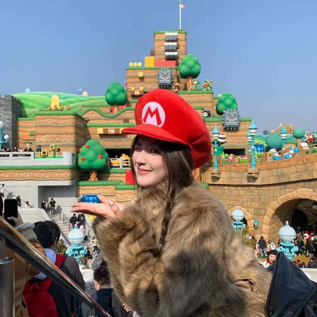 Mũ Mario, trang phục cosplay Super Mario, mũ bóng chày thời trang cho đầu lớn, unisex, hàng hóa của Universal Studios