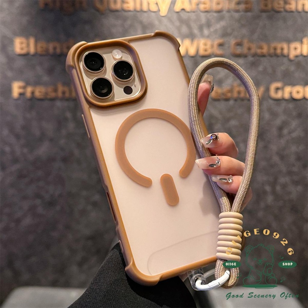 [Vỏ dây buộc] Vỏ điện thoại từ tính mờ túi khí iphone16 Pro Max 15 14 13 12 11 cho vỏ iPhone vỏ mềm TPU chống sốc