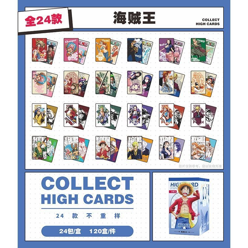 One Piece Anime Blind Box Cards – Thẻ sưu tập hai mặt, 24 gói mỗi hộp (8.5 × 5.4 cm)