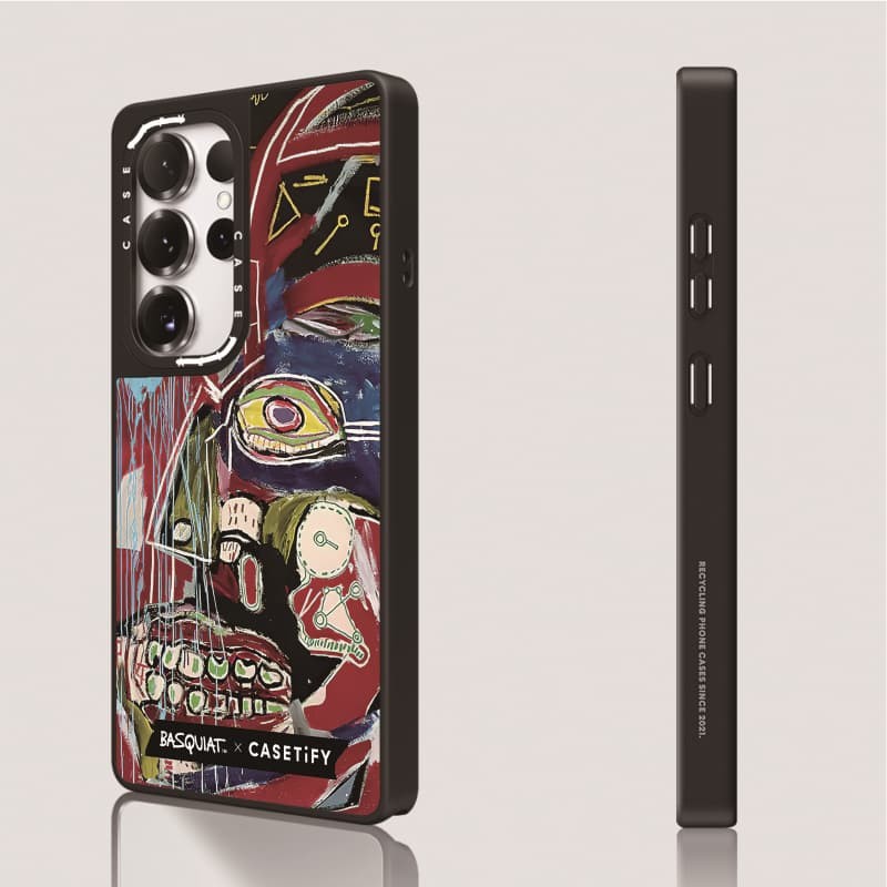 CASECASE X Basquiat '' In This Case '' Ốp điện thoại hút từ tính bằng gương đen mờ Samsung Galaxy S23 S24 S25 Ultra Plus Mặt sau cứng có hộp khắc logo