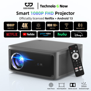 Máy chiếu Netflix Goojodoq 1080P 4K Full HD 700ANSI với màn hình lớn 300 inch HDR10+ Bluetooth 5.0