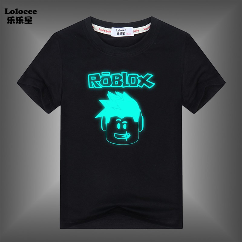 Áo thun trẻ em hoạt hình Roblox 2D, tay ngắn phát sáng, áo mùa hè phát sáng trong bóng tối
