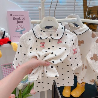 (6m-12Yrs) Bộ Đồ Gia Đình Trẻ Em Thoáng Khí - Bộ Đồ Ngủ Cổ In Hình Hoạt Hình Cho Mùa Hè (Mới 2025)