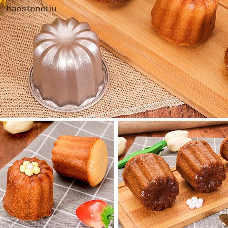 HA 6 Chiếc Bánh Canele Khuôn Nhỏ Chống Dính Chảo Canele Muffin Khuôn Cupcake Máy Nướng Bánh Chảo Thép Carbon Bánh Ngọt Khuôn Cupcake Giá Đỡ n