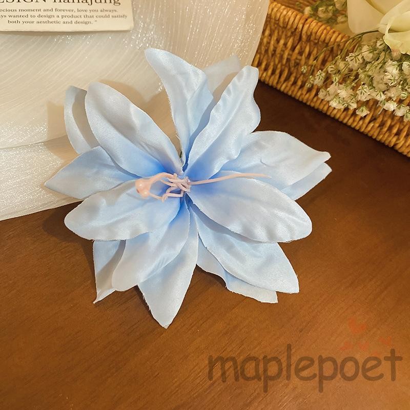MAPLEPOET - Elegant Nhân Tạo Hoa Lily Chân Tóc Barrettes Vintage Phụ Kiệu Tóc Cho Nữ