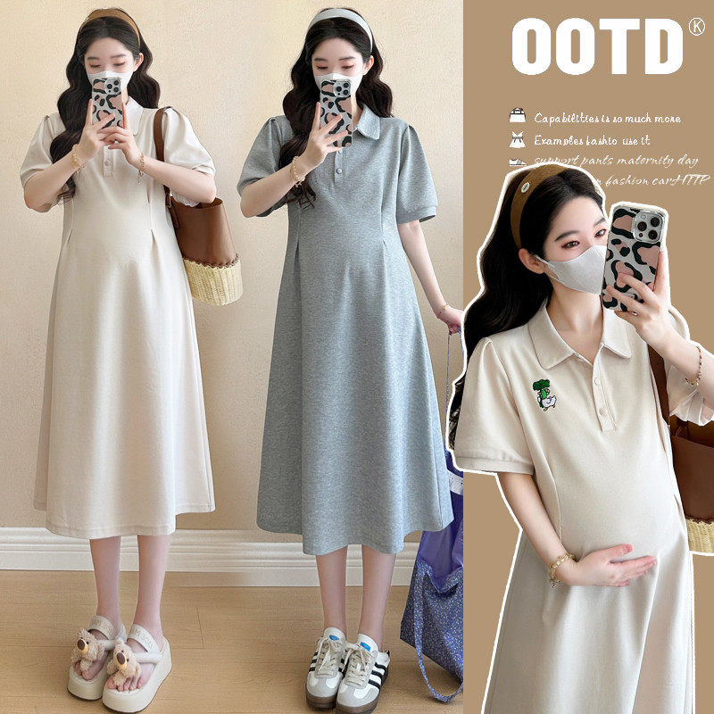 Váy bà bầu thời trang mùa hè thêu dáng rộng mỏng hơn