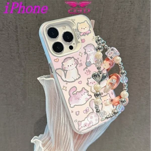 dây tay Ốp lưng iPhone mèo con cho 16 15 14 13 12 11 Pro Pro Max 6 6S 7 8 Plus X XS XR XS Max SE Ốp lưng TPU mềm