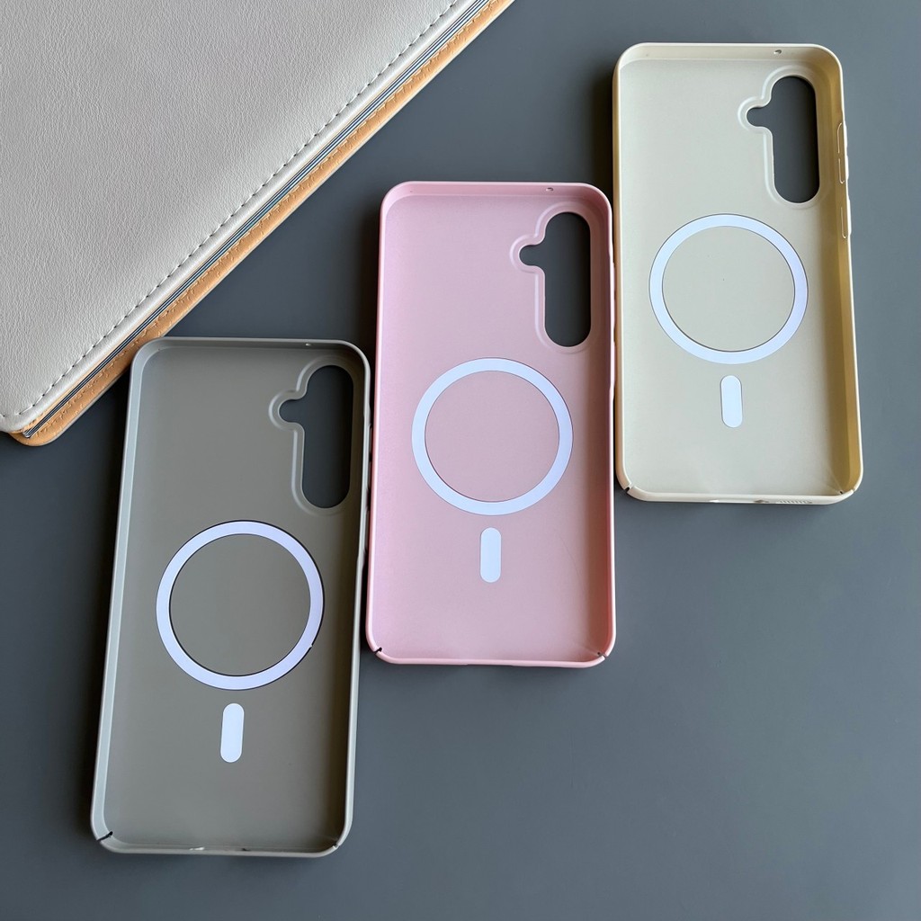 Ốp điện thoại cứng Macaron siêu mỏng bằng nhựa cho Samsung S25 A56 A55 A54 A53 A52 A36 A35 A34 A26 A25 A24 A16 A15 A06 A05S S24 S23 S22 S21 Ultra Plus FE Cuộn dây từ tính mịn Chống sốc