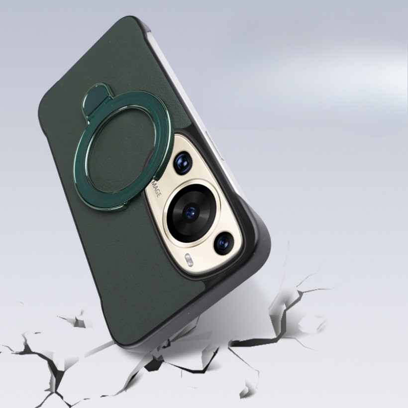 Ốp lưng không khung da dành cho doanh nhân có giá đỡ từ tính gấp cho Huawei P60 Art Ultra Wireless Charge Cover