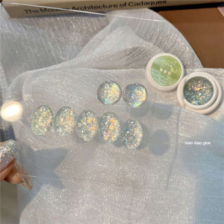 XEIJAYI Gel móng tay chất liệu sequin opal Xian Xian, sequin lấp lánh mịn, keo phototherapy đóng hộp cho nghệ thuật làm móng cho tiệm làm móng