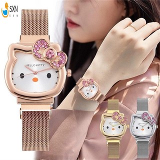 Đồng hồ đeo tay thông thường Hello Kitty Đồng hồ đeo tay Analog mặt số dễ đọc có khóa kính lúp để sắp xếp thời gian và lịch trình