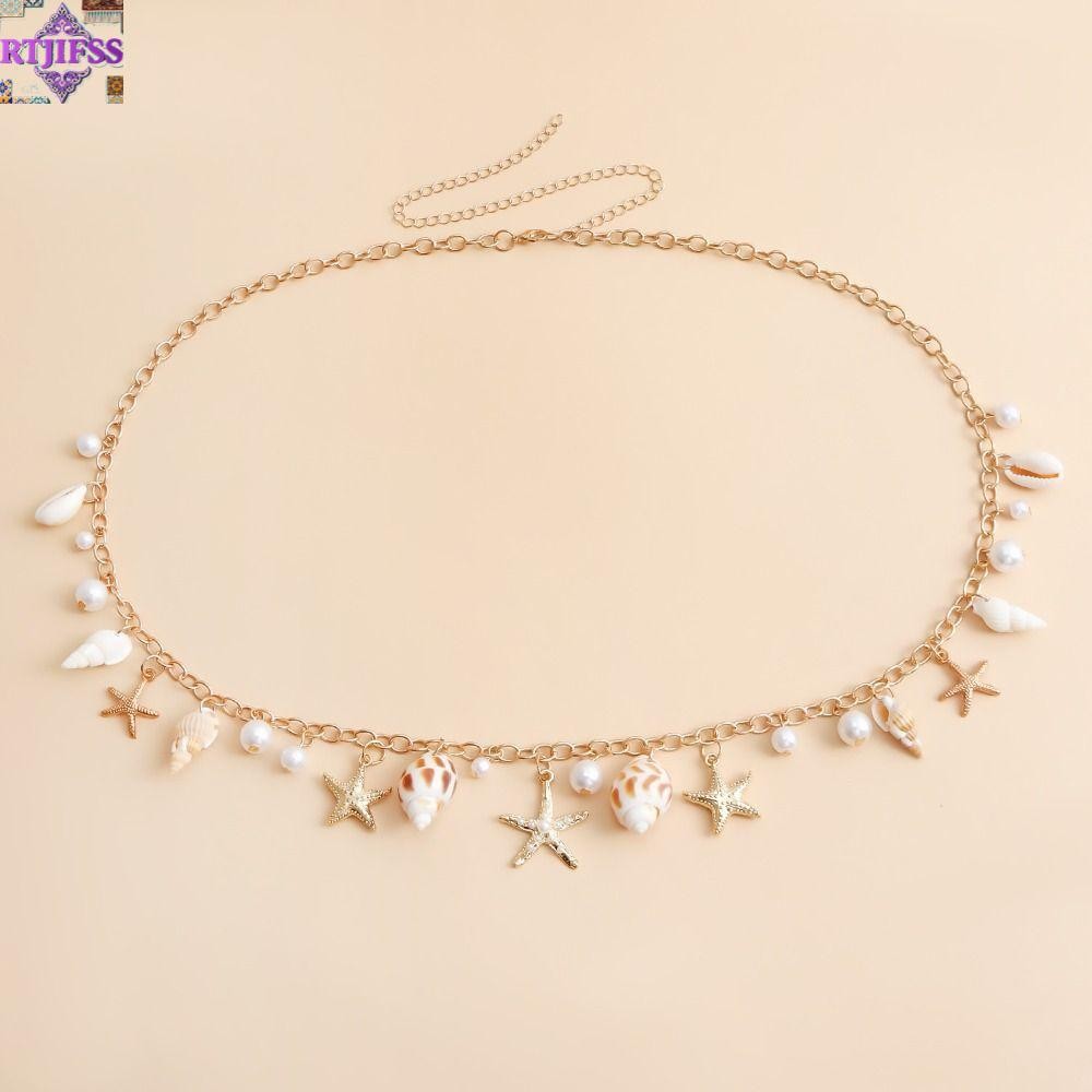 RTJIFSS Dây Xích Eo, Bohemian Sao Biển Vỏ Mặt Dây Chuyền Cơ Thể, Hợp Kim Thời Trang Giả Đi Biển Bikini Vỏ Eo Liên Kết Cho Nữ