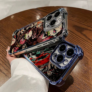 Bao Da Cho Redmi Note 14 4G 13 PRO 5G 12 PRO 14 5G Plus turbo4 Vỏ Anime Demon Slayer Túi Khí Sang Trọng Mềm Mại Trong Suốt Mạ Cặp Đôi Mạ Điện Chống Rơi