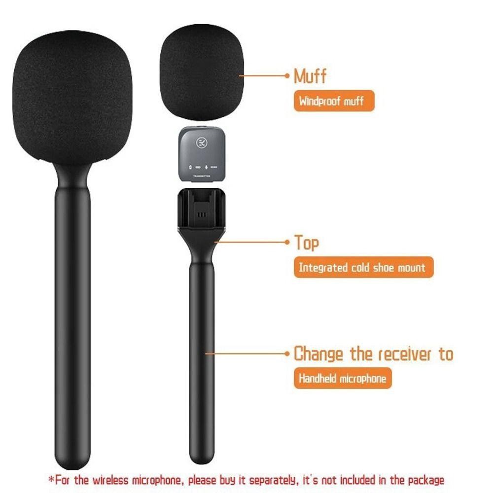 Bộ chuyển đổi micrô phỏng vấn STARYSWAY Lavalier, với micrô cầm tay bằng bọt biển chống gió, Gậy cầm tay cầm tay màu đen đa năng cầm tay cho DJI MIC