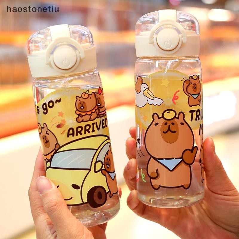 HA Capybara Hoạt Hình 400ml Di Động Dung Tích Lớn Bình Nước Thể Thao Thể Dục Ống Hút Ly Sinh Viên Nhựa Nước n