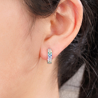 S925 Bạc Nhiều Màu Sắc Zircon Nhẫn và Bông Tai Đơn Giản Trang Sức Thời Trang Quà Tặng Nữ