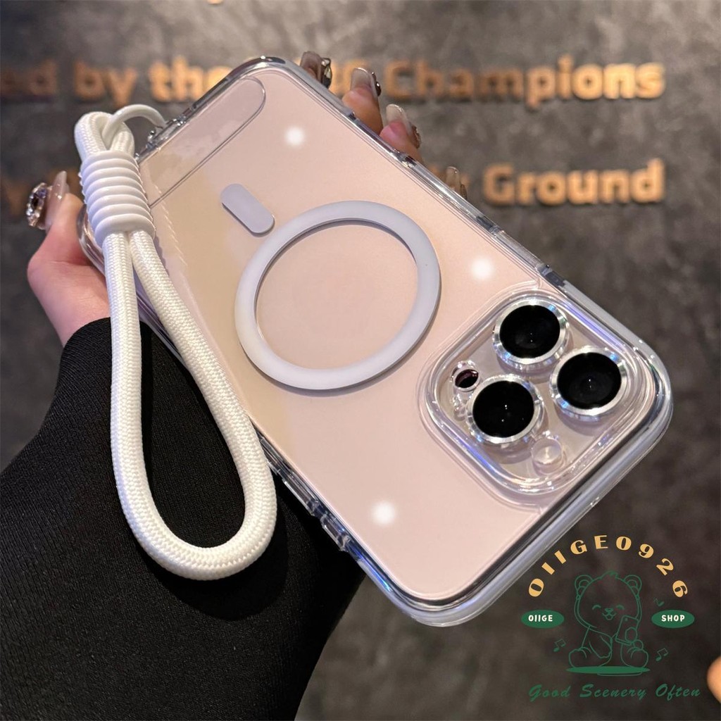 [Vỏ dây buộc] Vỏ điện thoại từ tính pha lê băng hai màu iphone16 Pro Max 15 14 13 12 cho vỏ iPhone Vỏ mềm silicon TPU + PC chống sốc