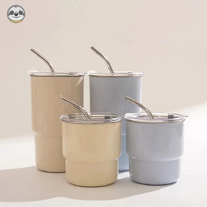Phong cách Nhật Bản Phong cách Muji / Ống hút cà phê màu trơn Cốc nước lót bằng thép không gỉ / Cốc nước súc miệng đa chức năng / Cốc giữ nhiệt đôi chống bỏng tiện dụng