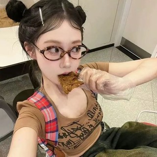 Thời Trang Nữ Khung Trà Quang Đổi Màu Sắc Kính Cận Thị retro Khung Tròn Chống Ánh Sáng Xanh Đồng Bằng Hiện Vật Kính Thời Trang Sinh Viên