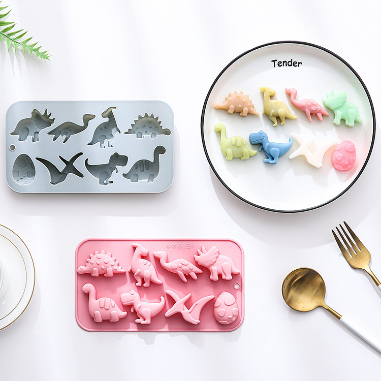 8 Khoang Khủng Long Kỷ Jura Chủ Đề Khuôn Silicon Nướng Bánh Xà Phòng Handmade Khuôn Bánh Sô Cô La Khuôn Làm Bánh DIY