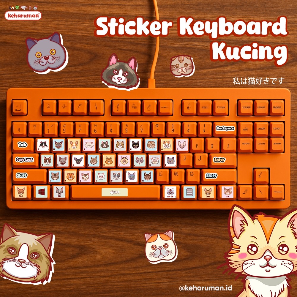 Sticker Bàn Phím Máy Tính Laptop chủ đề Kucing - Decal Vinyl cao cấp ...