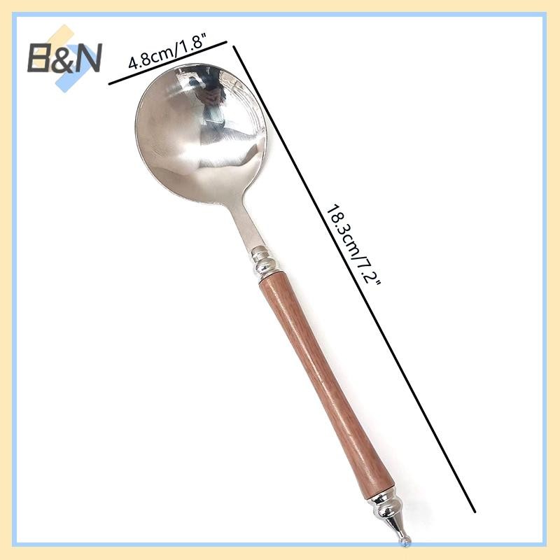 B & N Thép Không Gỉ Thìa Tròn Lưới Đỏ Vàng Bữa Tối Tay Cầm Dài Khuấy Thìa Tráng Miệng Cho Phụ Kiện Nhà Bếp Tiện Ích.