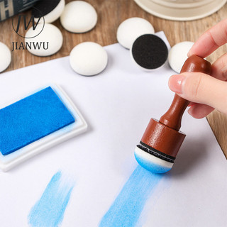 JIANWU Vintage Tay Cầm Bằng Gỗ Chất Liệu Màu Cắt Xốp Tem Sáng Tạo DIY Tạp Chí Sinh Viên Tiếp Liệu Văn Phòng Phẩm