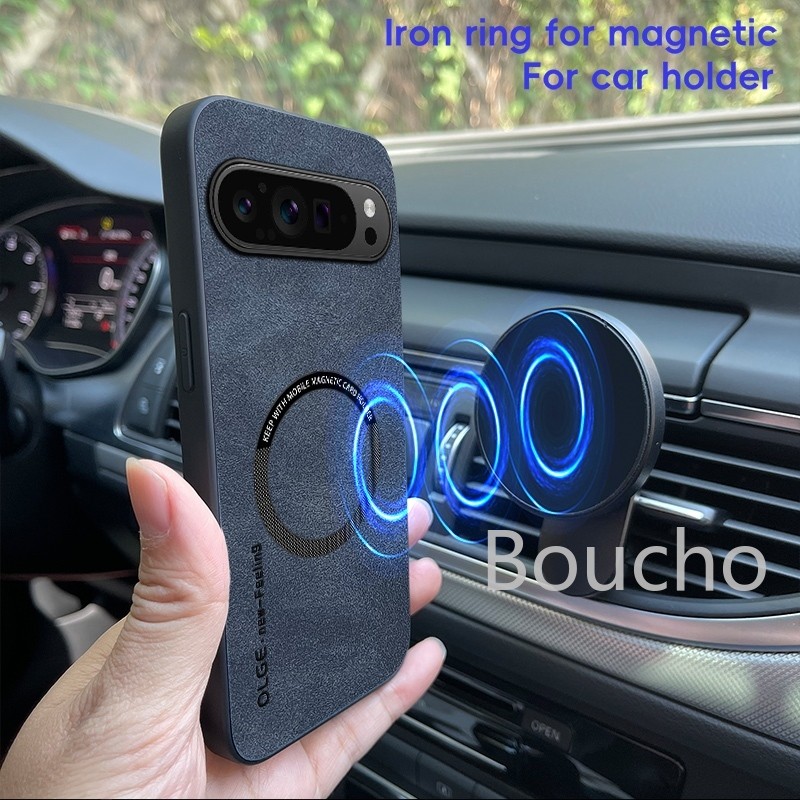 Dành cho Google Pixel 9 Pro XL 7A 8A 7 8 Pro Sạc không dây từ tính Vỏ điện thoại bằng da PU mỏng