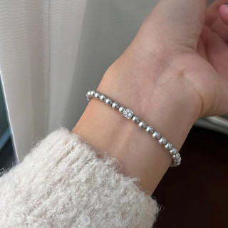 Vòng Tay Ngọc Trai Kẻ Sọc Zircon Đính Hạt 4mm Cổ Điển Swaro Ngọc Trai Xám Dây Đàn Hồi Mỏng Tinh Tế Đa Năng