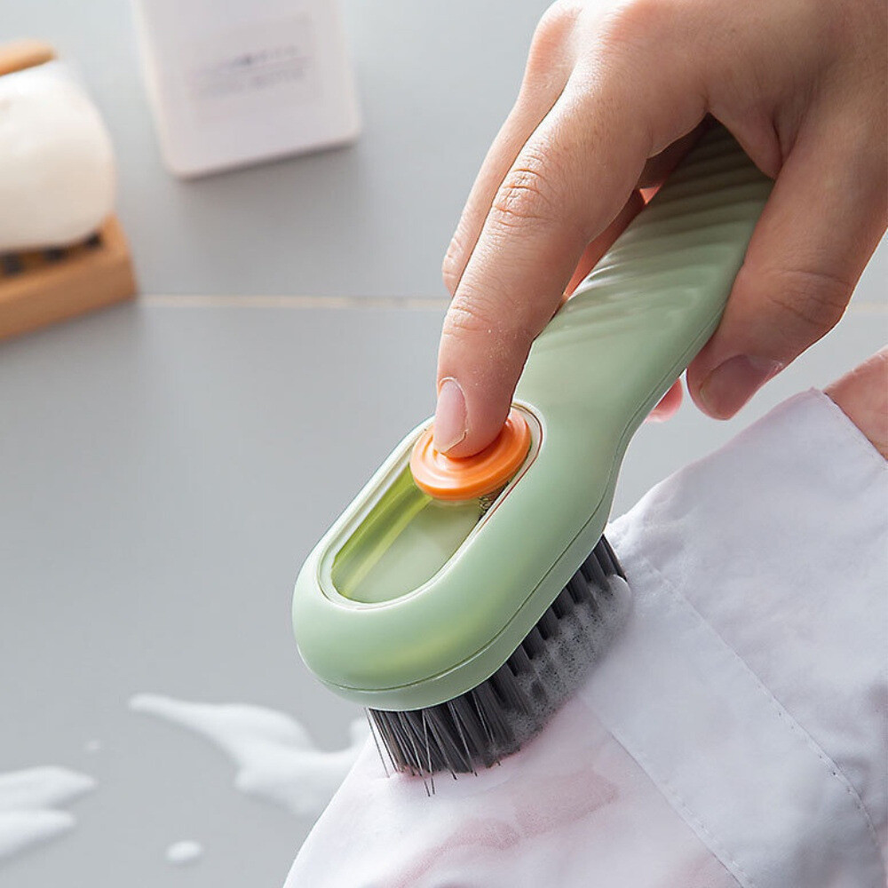 Bàn chải chà giày có ngăn chứa nước giặt, Bàn chải cọ rửa đa năng 3 trong 1 treo tường tiện lợi