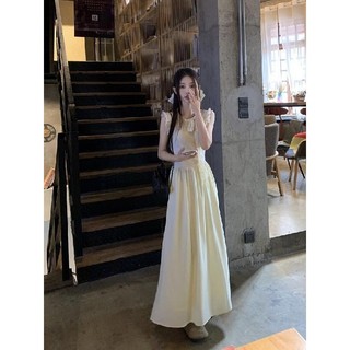 Đầm không tay nơ ngọt ngào cho phụ nữ Mùa xuân mới Đầm dài thanh lịch