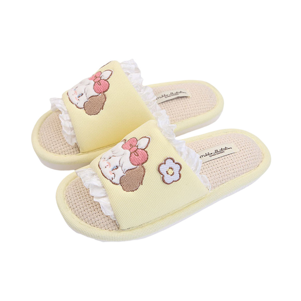 XIXITIAO Bốn Mùa Vải Lanh Cotton Dép Hoạt Hình Dễ Thương Mèo Con Mùa Xuân Mùa Hè Nữ Giày Sàn Trong Nhà