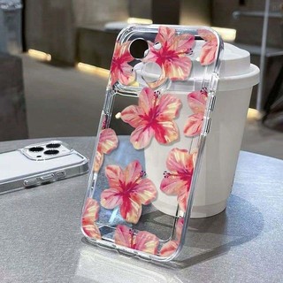 Hoa Lily Hibiscus Hoa Hồng In Hình Trong Suốt Cho Iphone 16 Pro Max 11 13 12 14 15 Pro Max X XS 16E Ốp Lưng Điện Thoại Silicon Hoa Vintage Thiết Kế Mới Chống Sốc Trong Suốt TPU Mềm