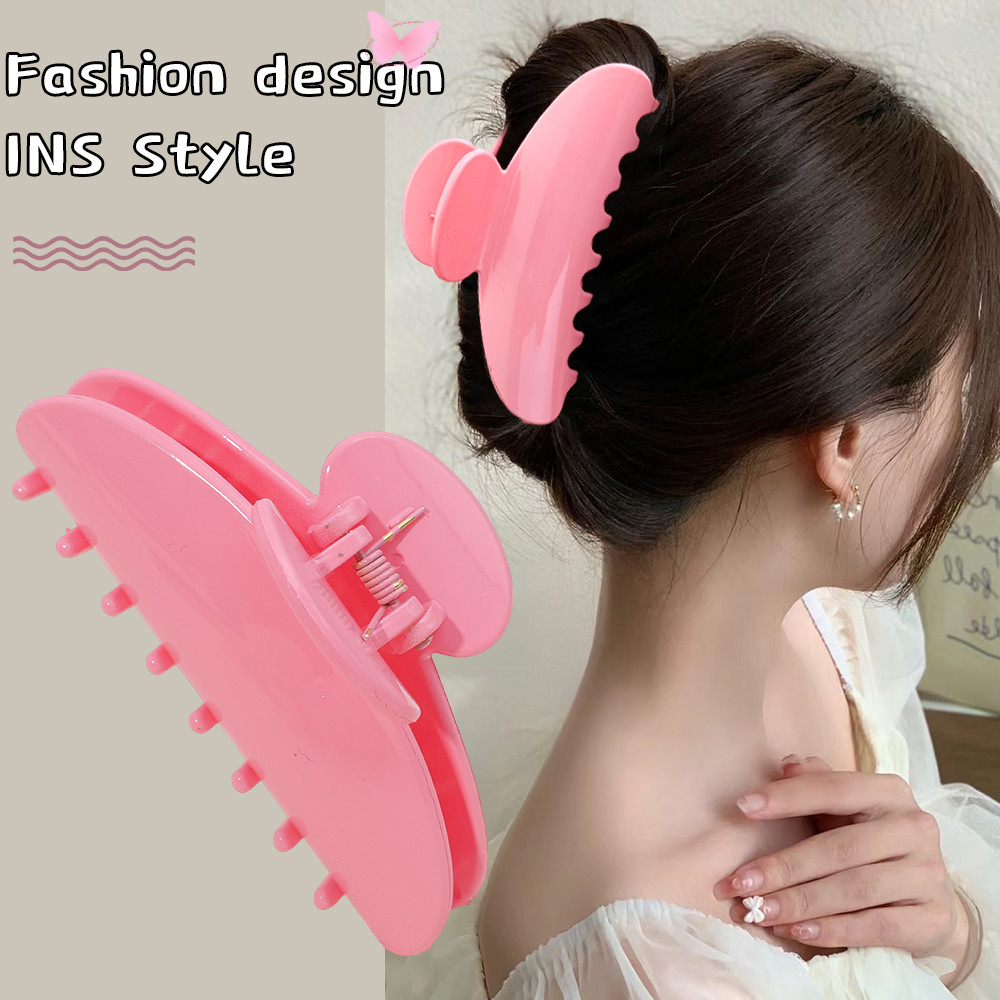 Kẹp Cá Mập Size Lớn Màu Trơn Thanh Lịch - Phụ Kiên Tóc Phong Cách INS Hình Bán Nguyệt Tóc Móng Vuốt 2025