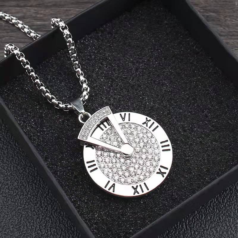 Xoay Được Số La Mã Thời Gian Chạy Vòng Cổ Dài Nam Nữ Đơn Giản Phù Hợp Dây Chuyền Áo Len