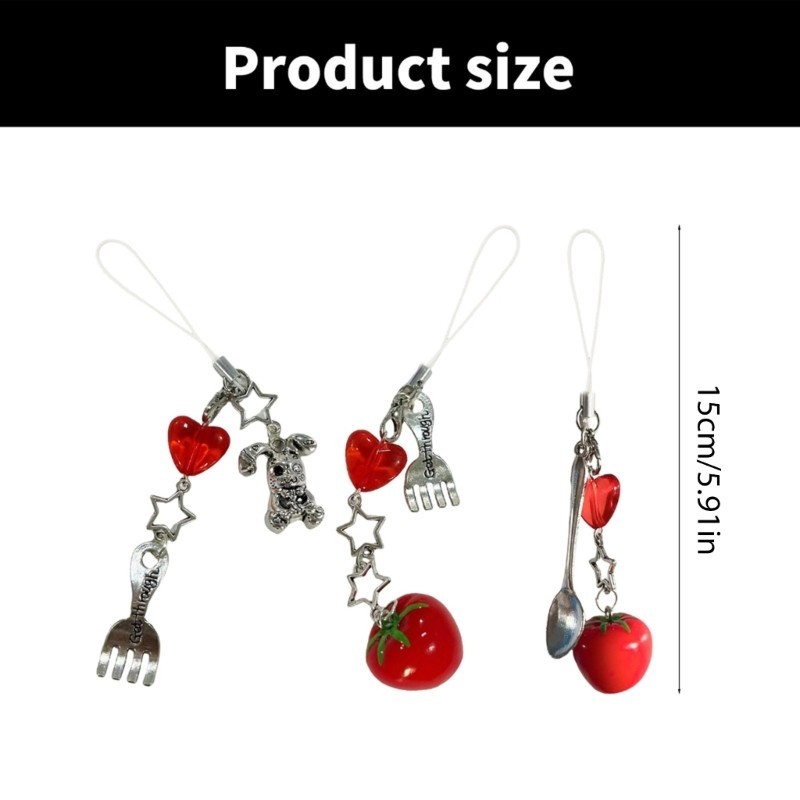 ⚝⚝Richh Cà Chua Mặt Dây Chuyền Móc Khóa Túi Charm Phụ Kiện Nhựa Móc Khóa Cho Nữ Thời Trang