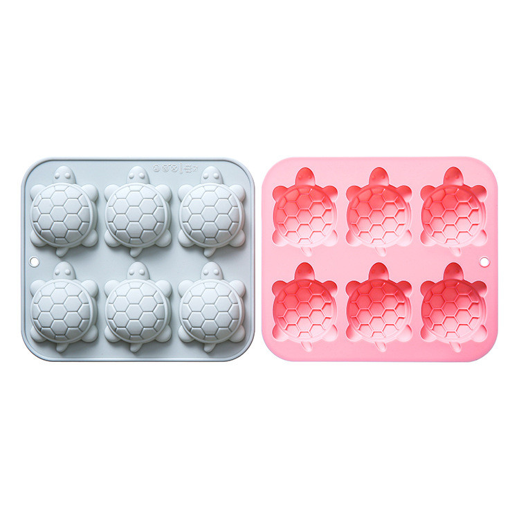 6 Khoang Hình Rùa Khuôn Silicon DIY Dụng Cụ Nướng Bánh Sô Cô La Khuôn Bánh Quy Handmade Xà Phòng Mousse Khuôn Bánh