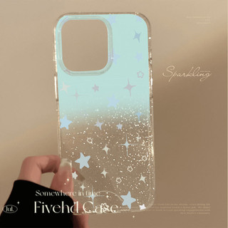 Ins Hàn Quốc Cô Gái Dễ Thương Gradient Ngôi Sao Xanh Lấp Lánh Vỏ Bling Cho iPhone 11 16 16E 15 14 13 12 Pro Xs Max XR X 7 8 6 Plus SE Vỏ Điện Thoại TPU Mềm Vỏ Bảo Vệ Vỏ Trong Suốt