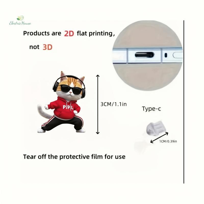 [Nhà Điện] 2D Acrylic Flat Animal Dust Cắm Cho Và Type-C Kết Nối Bụi Cắm Mặt Dây Chuyền Trang Trí mới