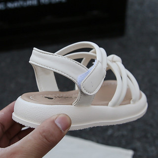 Bé Gái Đeo Chéo Sandal 2026 Mùa Hè Mới Tập Đi Giày Đi Biển Chân Trần Chống Trơn Trượt Đơn Giản Thanh Lịch Retro La Mã Dép Age4-6