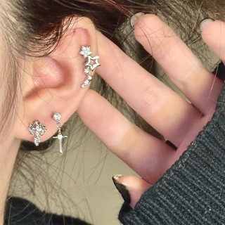 Bong Titan Hành Tinh Chữ Thập Nữ Bông Tai Khuyên Tai Xoắn Không Gây Dị Ứng Y Tế Thép Titan Chữ Thập Zircon Hành Tinh Mặt Bông Tai