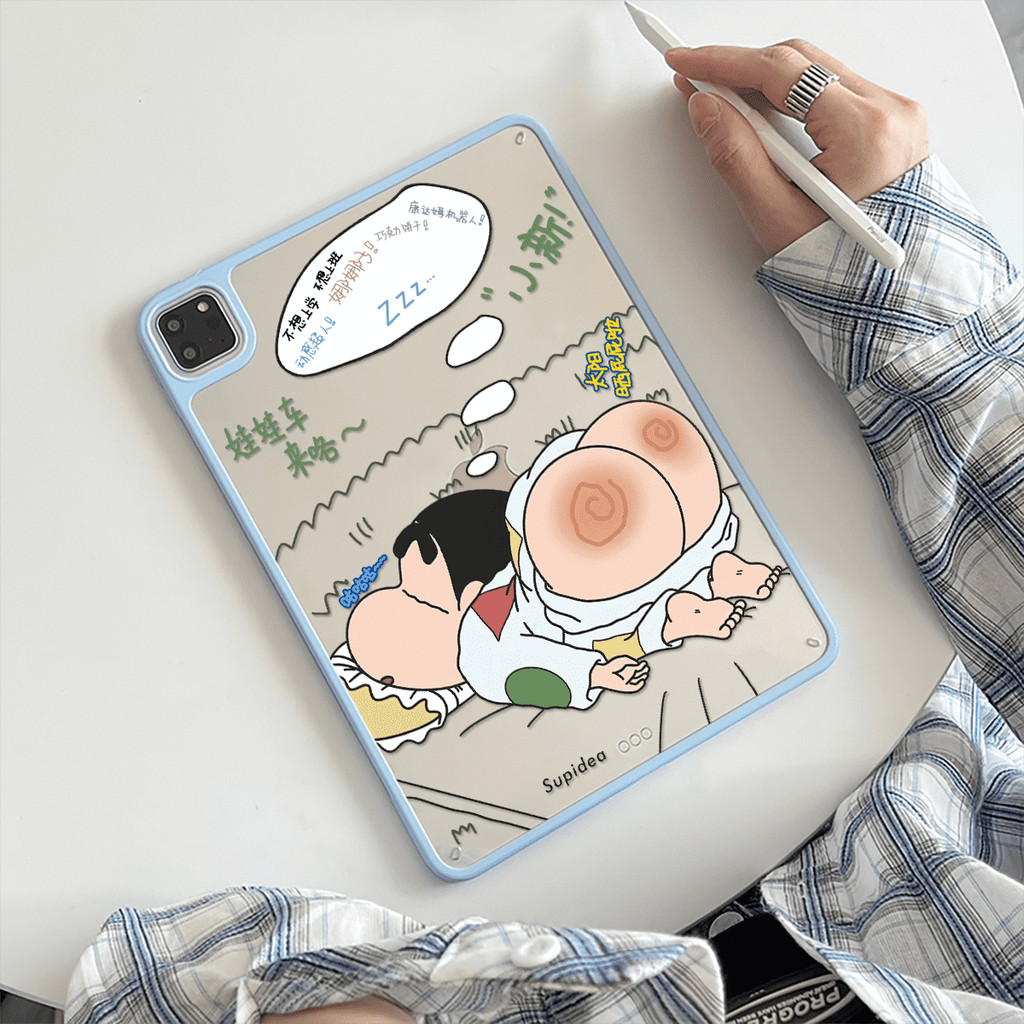 Vỏ Acrylic Cứng Tuya Hoạt Hình Shin-chan Dành Cho Mini6 Mini7 A17Pro IPad 5 6 7 8 9 10 11 A16 Air 2 3 4 5 6 Air 11 M2 Pro10.5 10.2 "Pro11 2018 2020 2021 2022 M4 Pro13 2024 2025