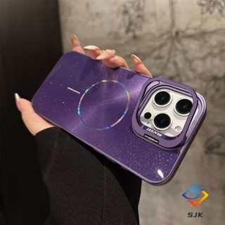 Ốp Cứng Từ Tính Lấp Lánh Mới Cho iPhone 11 12 13 14 15 16 Pro Max Vỏ Chống Sốc Có Chân Đế Kim Loại Thiết Kế Mặt Sau Lấp Lánh