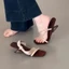 Phong cách Hàn Quốc Dép sandal nữ cao gót 4.5 phân quai ngang mẫu hot